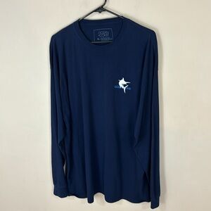 Ocean + Coast Navy Long Sleeve T -shirt Flag Fish Nautical Size XL
